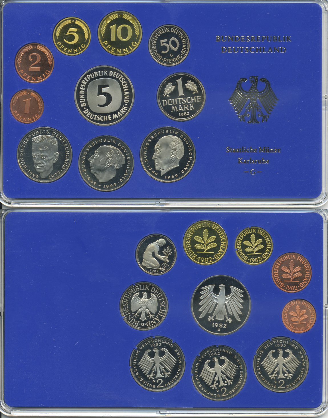 ФРГ НАБОР ИЗ 9 МОНЕТ 1982 G ОФИЦИАЛЬНЫЙ НАБОР В ПЛАСТИКЕ PROOF 00-00