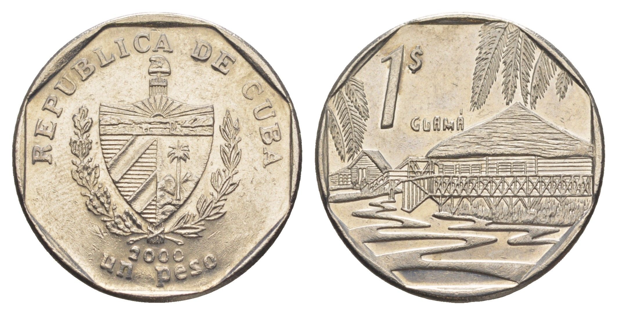 Куба 1 песо 2000 KM 579.2 сталь плакированная никелем 4637-1122