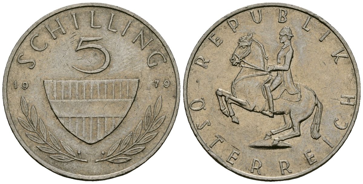 Австрия 5 шиллингов 1979 KM 2889a медно-никель 4167-912