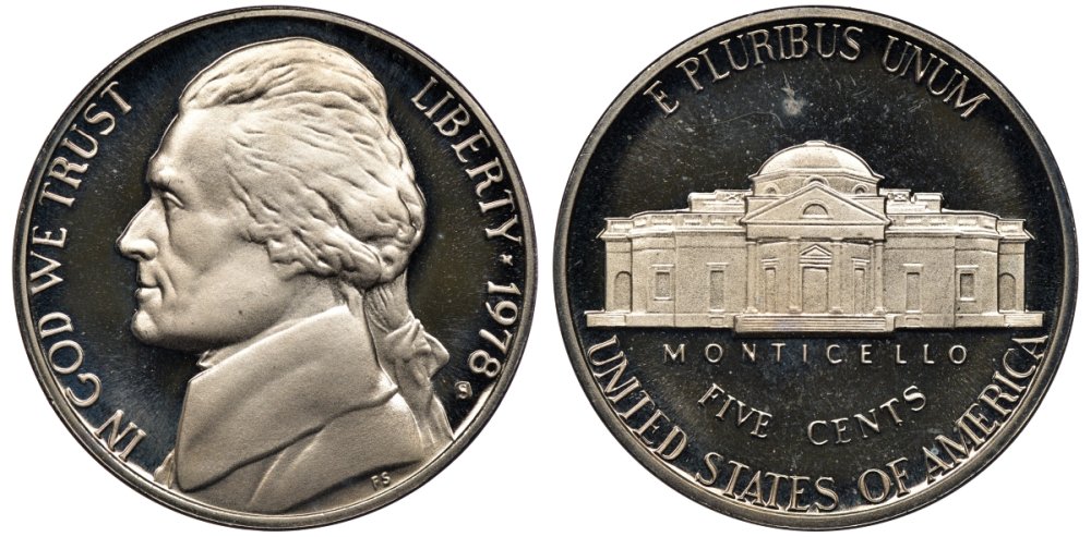 США 5 центов 1978 S, Джефферсон KM A192 медно-никель PROOF 1099-1-31