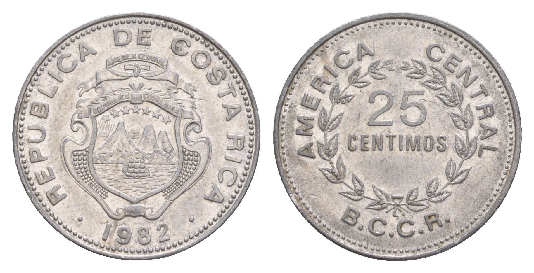 Коста-Рика 25 сентимо 1982 KM 188.1b алюминий 4656-954