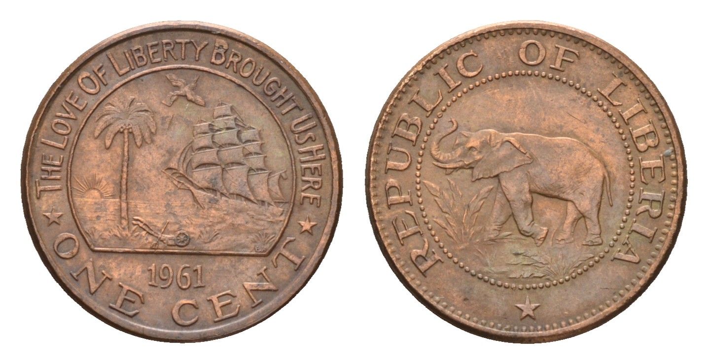 Либерия 1 цент 1961 KM 13 бронза 4679-118