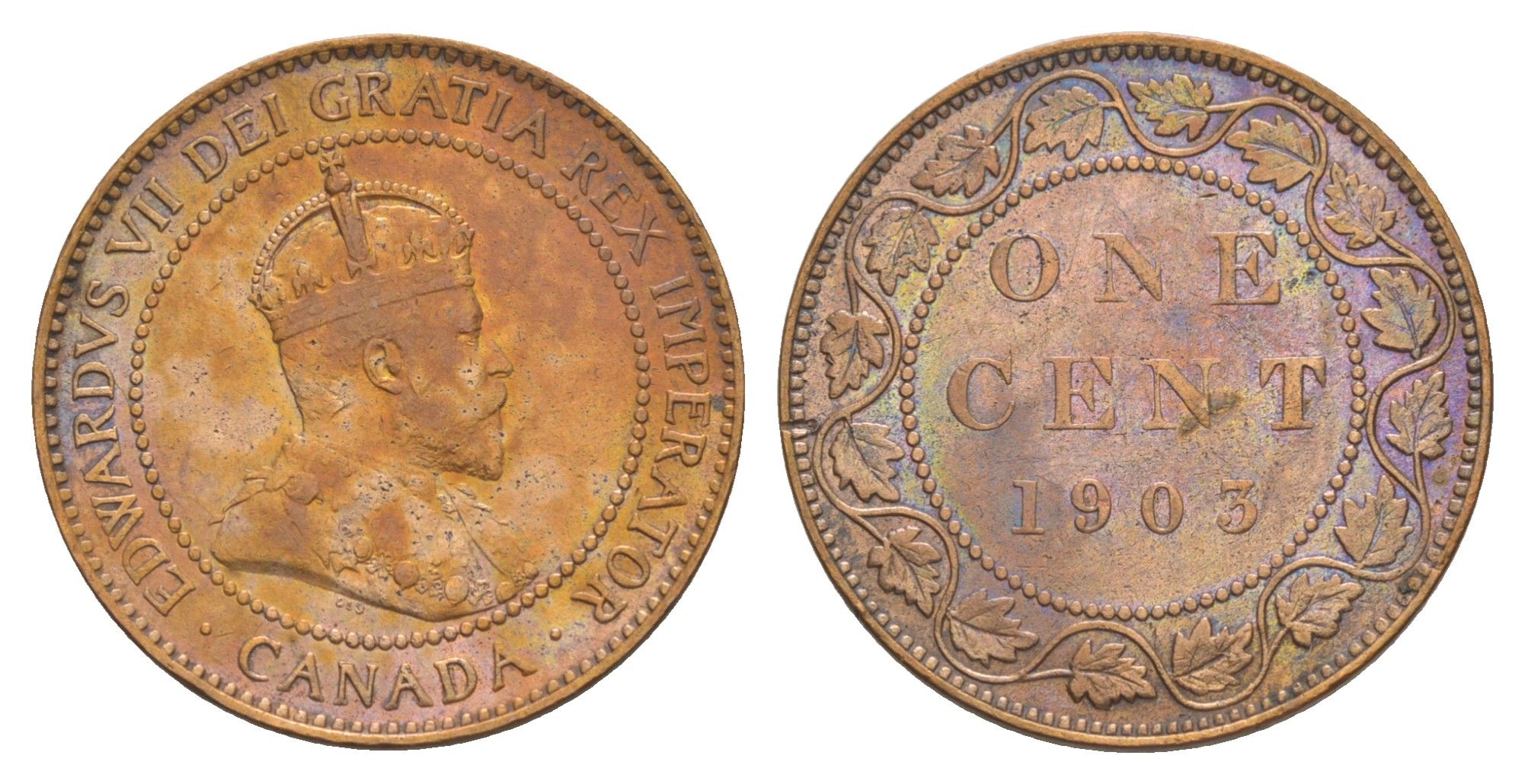 Канада 1 цент 1903 Эдуард VII (1901-1910) KM 8 бронза 4637-136