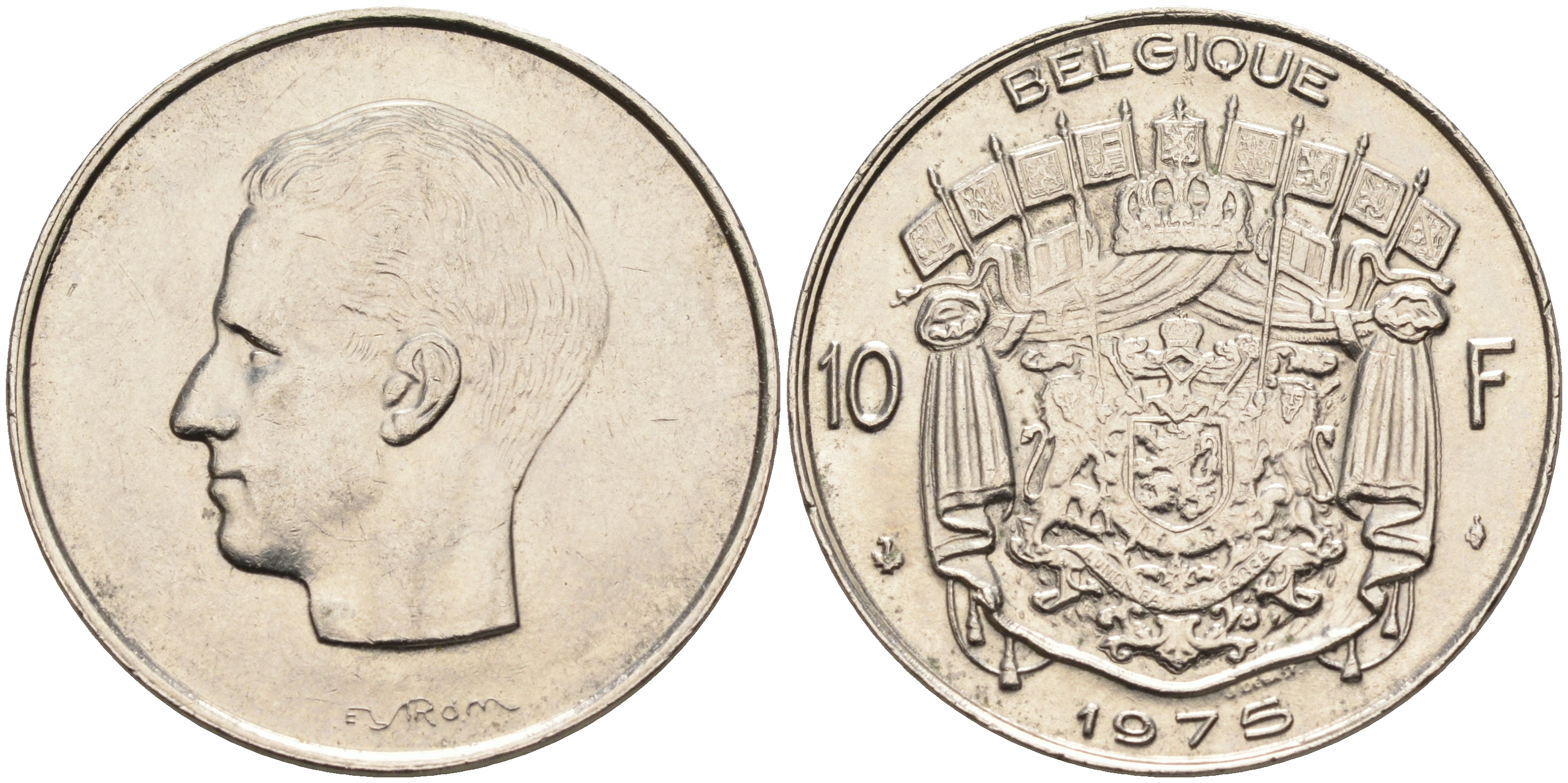 Бельгия 10 франков 1975 Belgique, Бодуэн I (1951-1993) KM 155.1 никель    4595-611