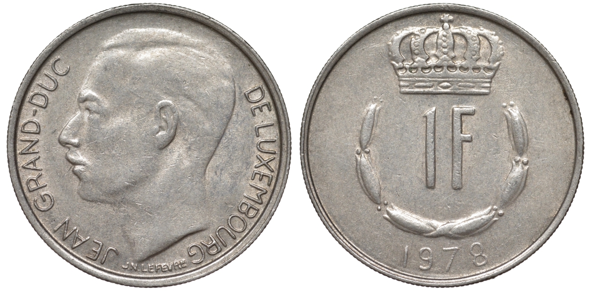 Люксембург 1 франк 1978 KM 55 медно-никель 4143-117