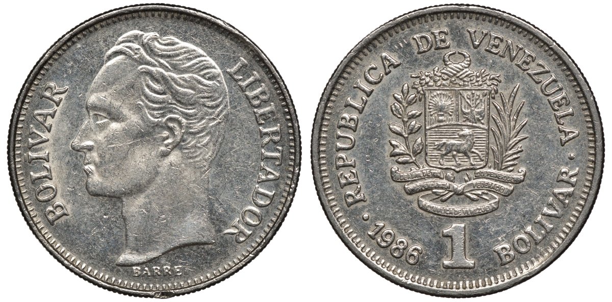 Венесуэла 1 боливар 1986 Симон Боливар KM 52 никель 4579-724