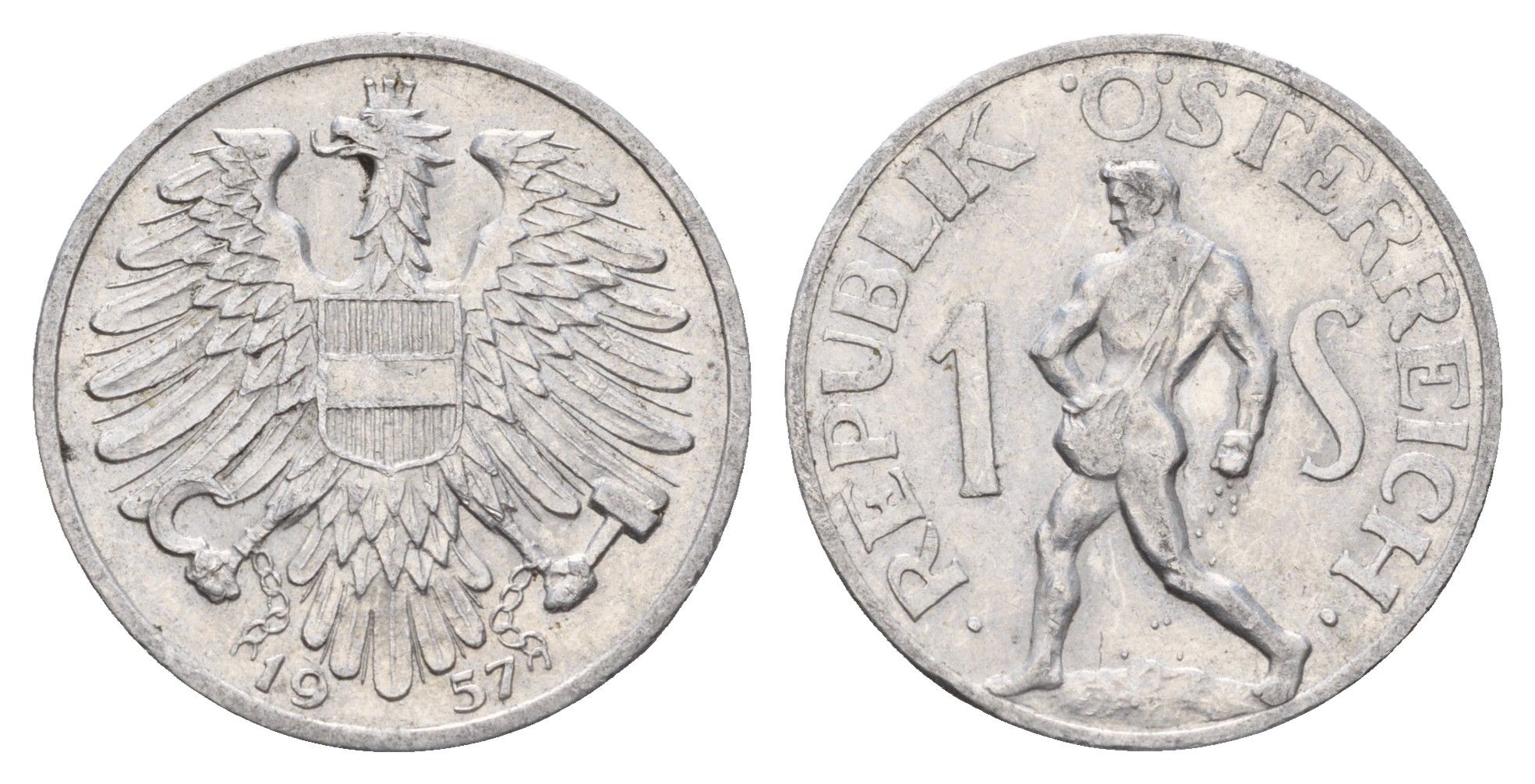 Австрия 1 шиллинг 1957 KM 2871 алюминий 4671-1035