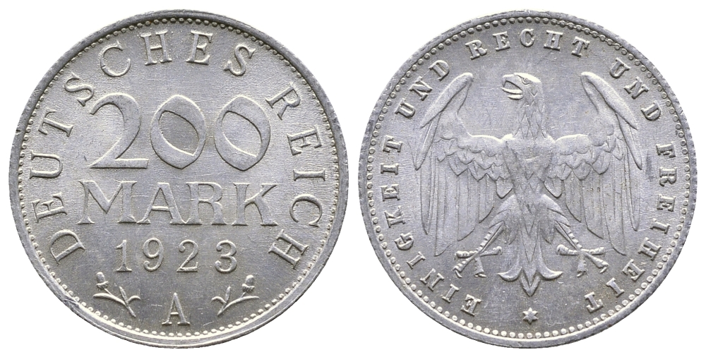 ГЕРМАНИЯ 200 МАРОК 1923 A KM 35, J. 304 алюминий 4380-456