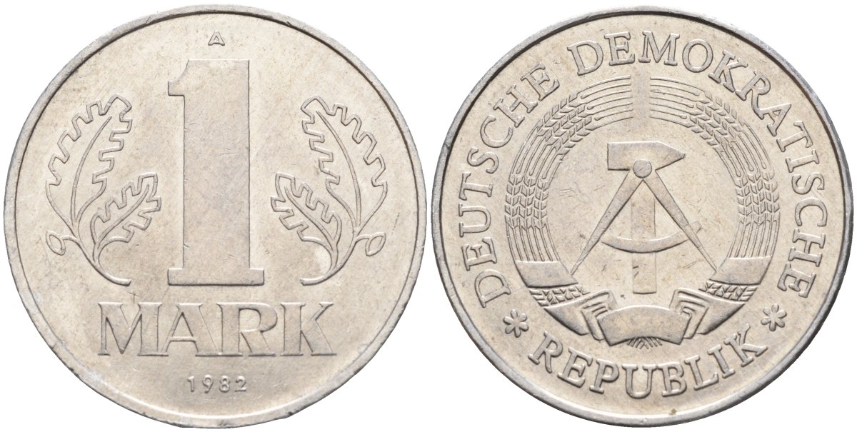 ГДР 1 марка 1982 A KM 35.2 алюминий 4143-826