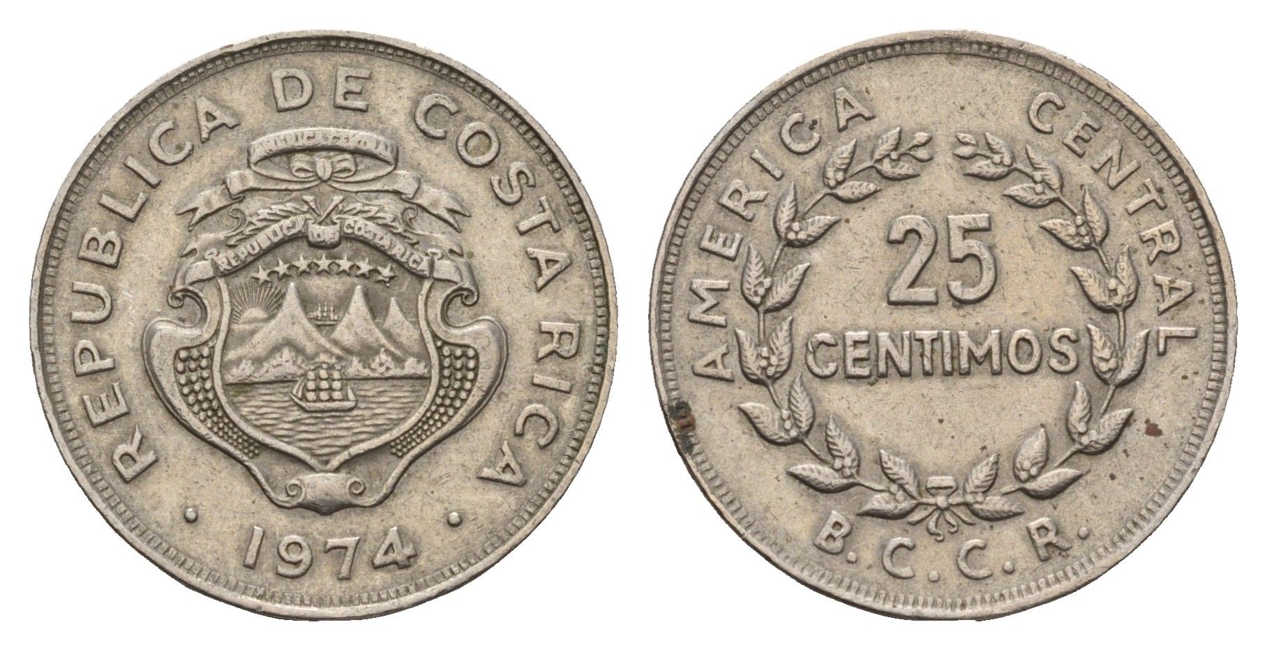 Коста-Рика 25 сентаво 1974 KM 188.1 медно-никель 4686-434