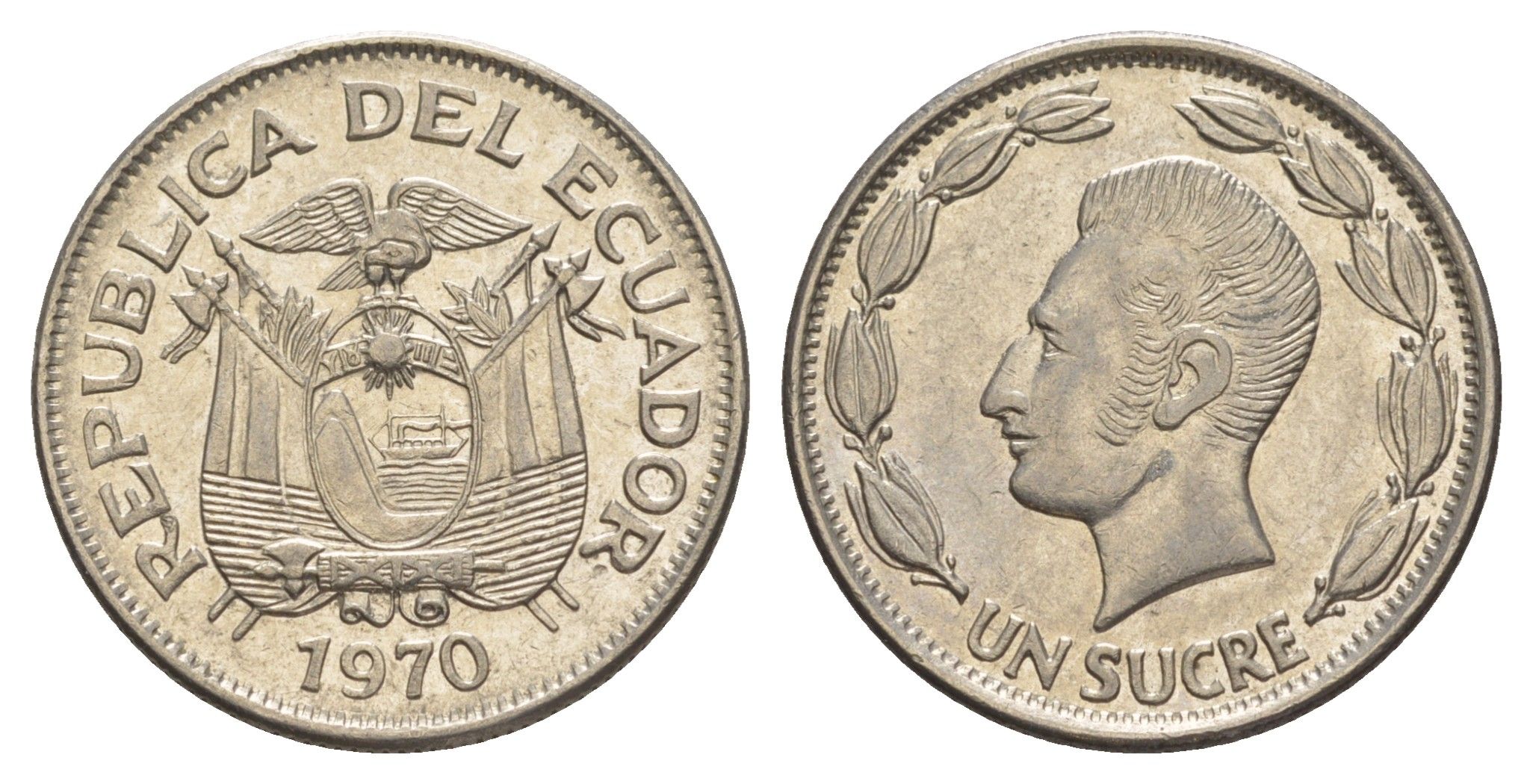 Эквадор 1 сукре 1970 KM 78b сталь плакированная никелем 4641-642