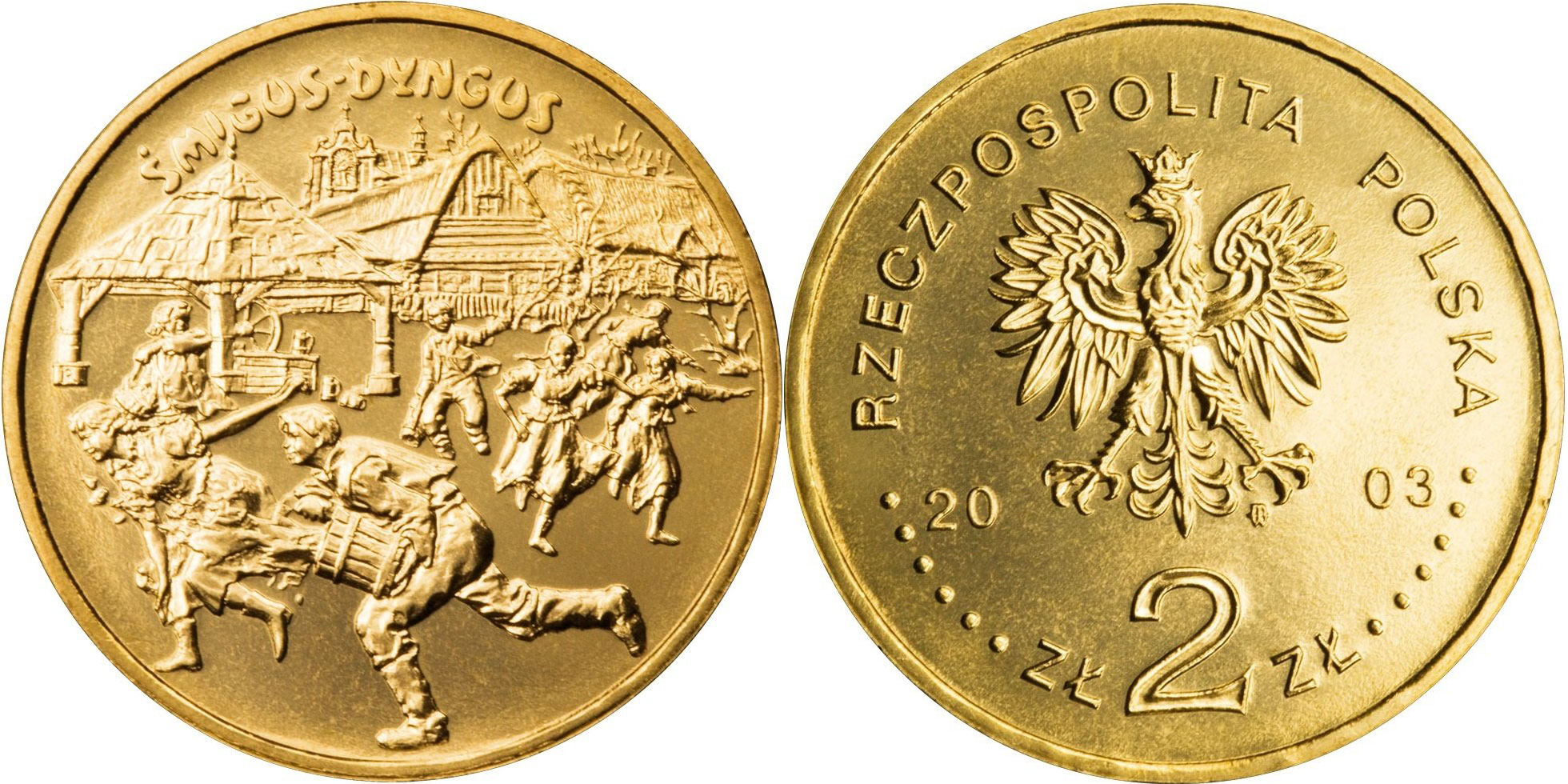 Польша 2 злотых 2003 MW, поливальный понедельник KM 451 нордик  UNC  4531-824