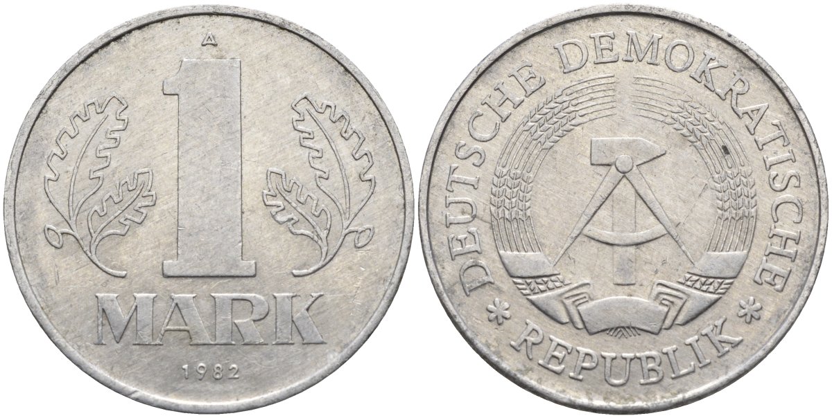 ГДР 1 марка 1982 A KM 35.2 алюминий 4139-112