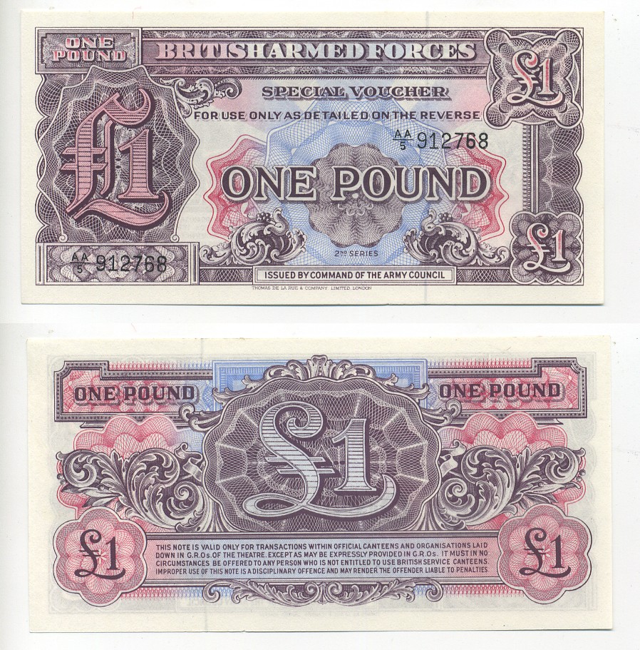 АНГЛИЯ 1 ФУНТ 1948 2 СЕРИЯ ДЛЯ ВООРУЖЕННЫХ СИЛ Pick M22 бумага UNC (ПРЕСС) 6266-8-2-1