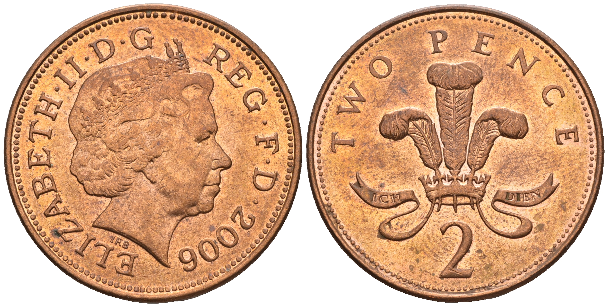 Великобритания 2 пенса 2006 Елизавета II (1952-2022) KM 987, Spink 4690 (C5) сталь плакированная медью 177-753