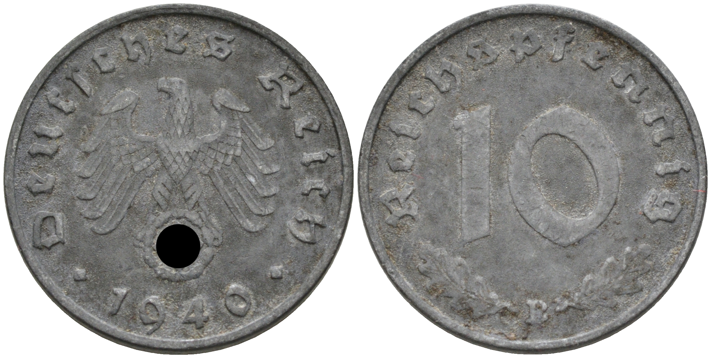 Германия 10 рейхспфеннигов 1940 B KM 101, J. 371 цинк 75-226