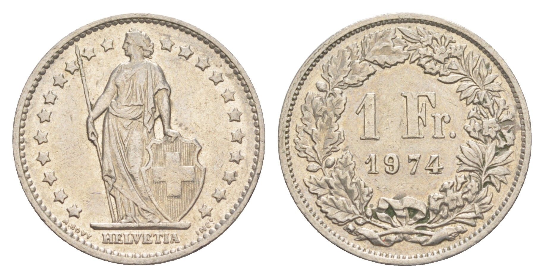 Швейцария 1 франк 1974 KM 24a медно-никель 4648-1156