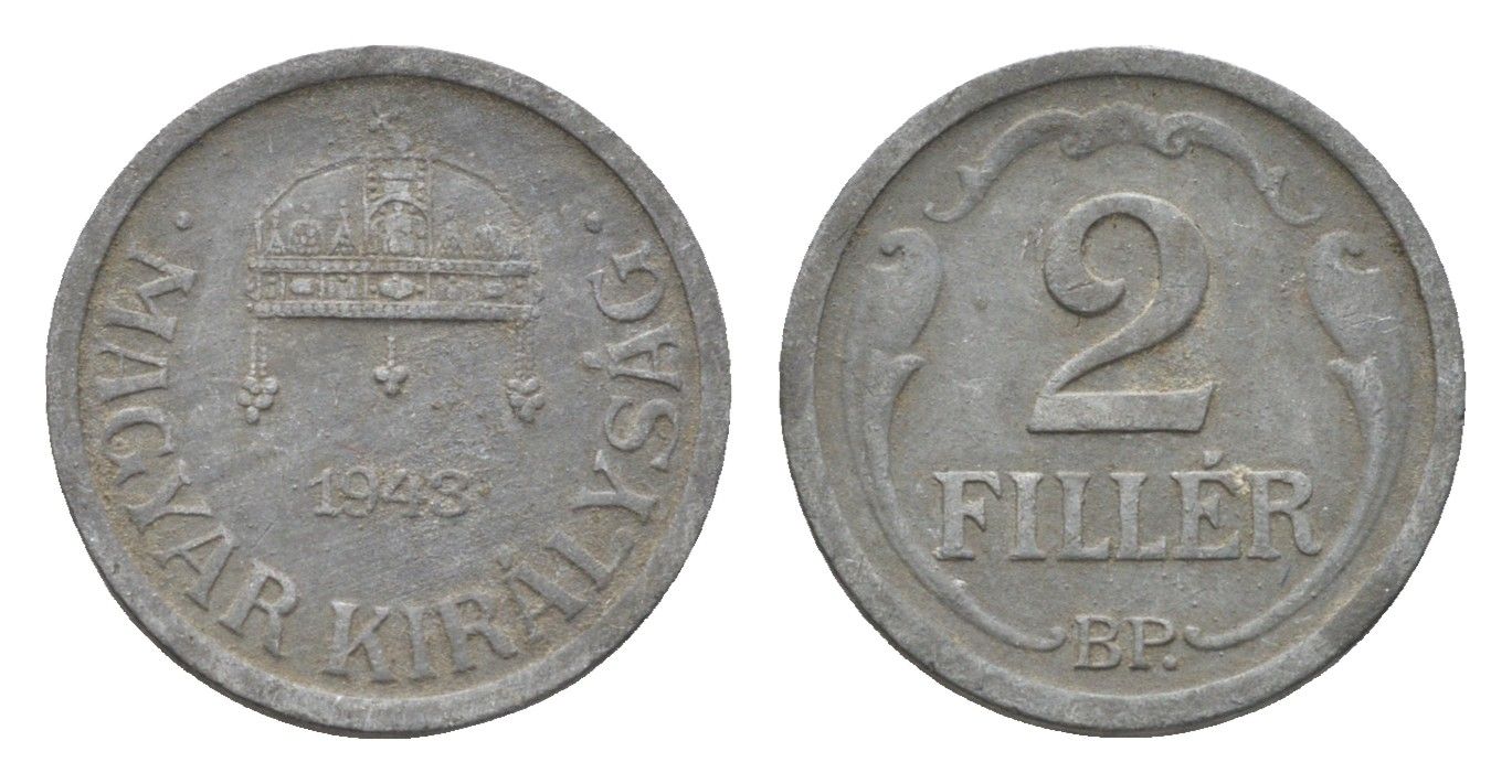 Венгрия 2 филлера 1943 BP KM 519 цинк 4664-862