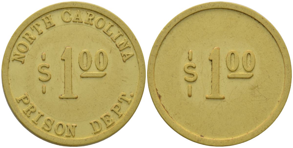 США, тюремное управление Северной Каролины тюремный жетон в 1 доллар ND (1962-1963) пластик 118-532
