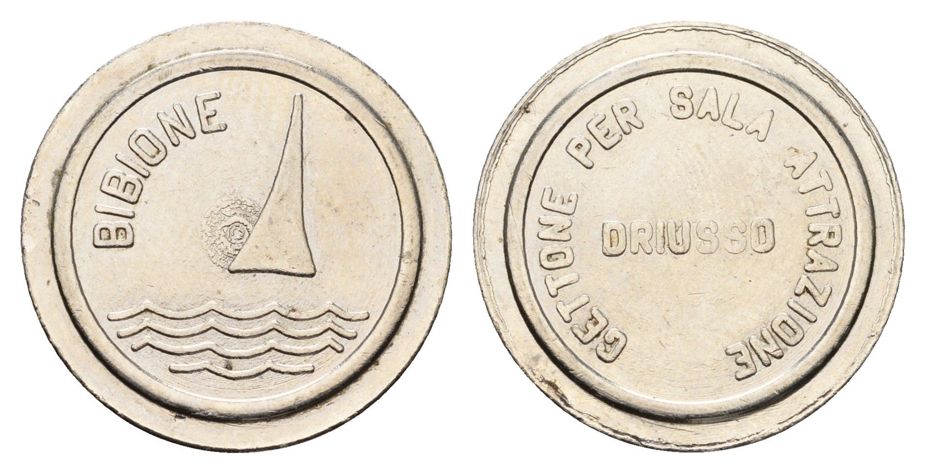 Италия, Бибионе жетон для прохода на пляж лодка, диаметр 24 мм, вес 5,1 гр нержавеющая сталь 4670-847