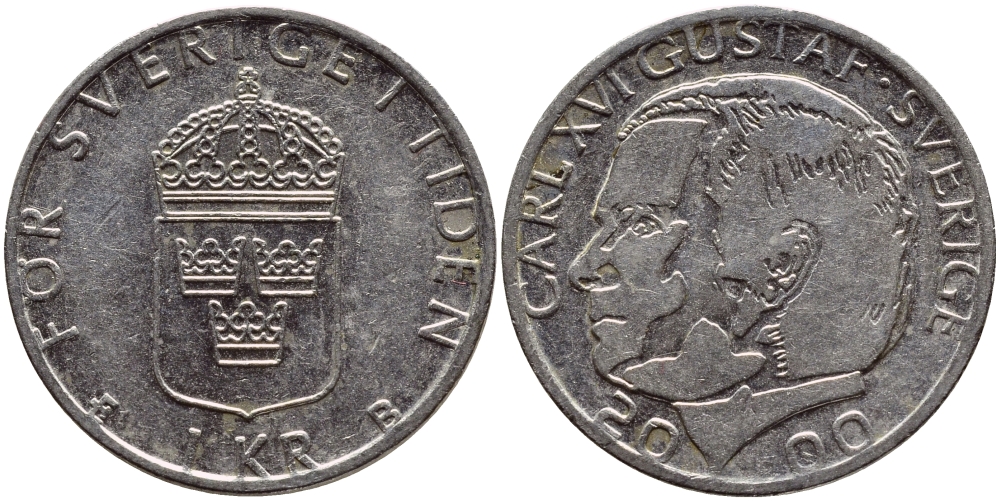 Швеция 1 крона 2000 Карл XVI Густав (1973- ) KM 852а медно-никель 60-655