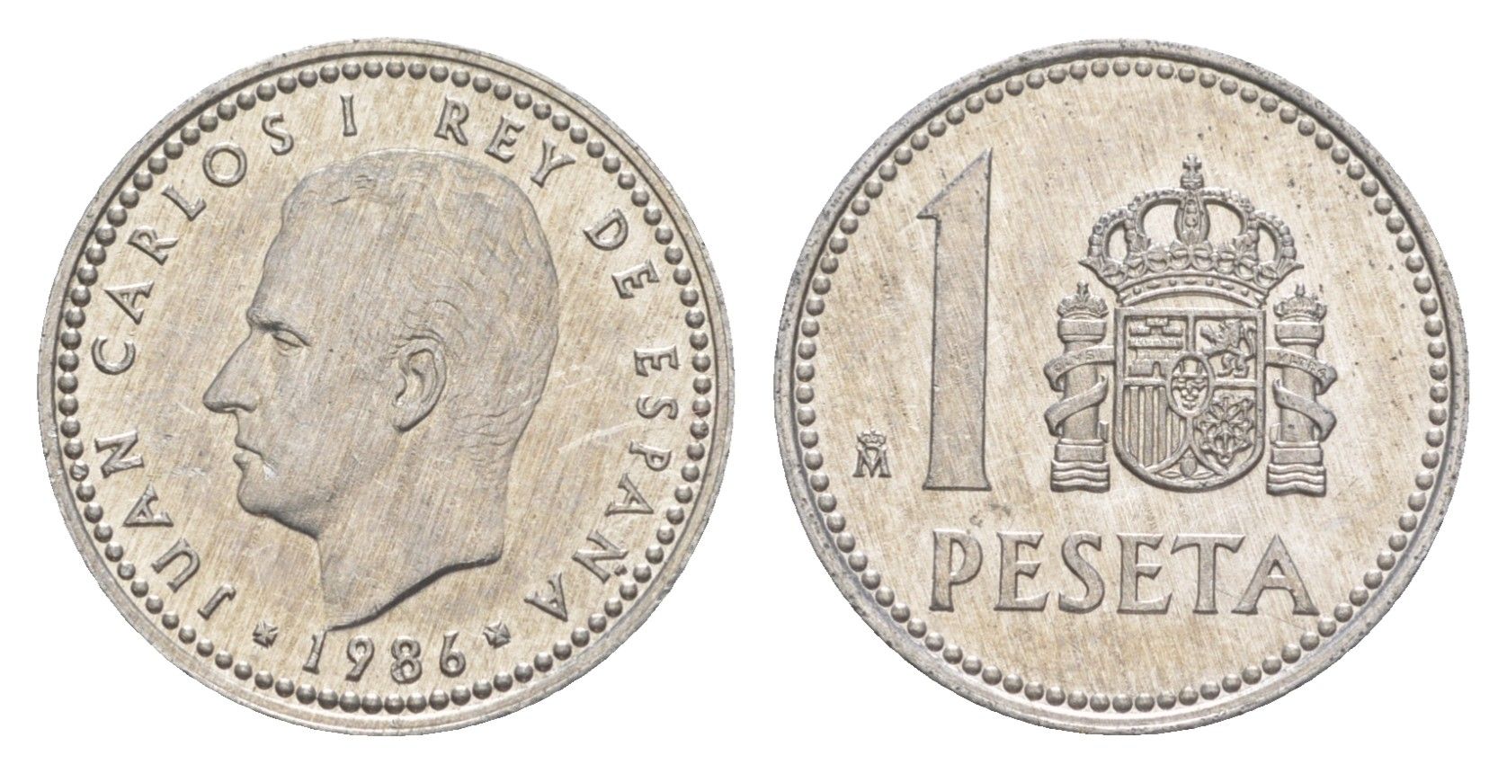 Испания 1 песета 1986 M, Хуан Карлос I (1975-2014) KM 821 алюминий 4623-948