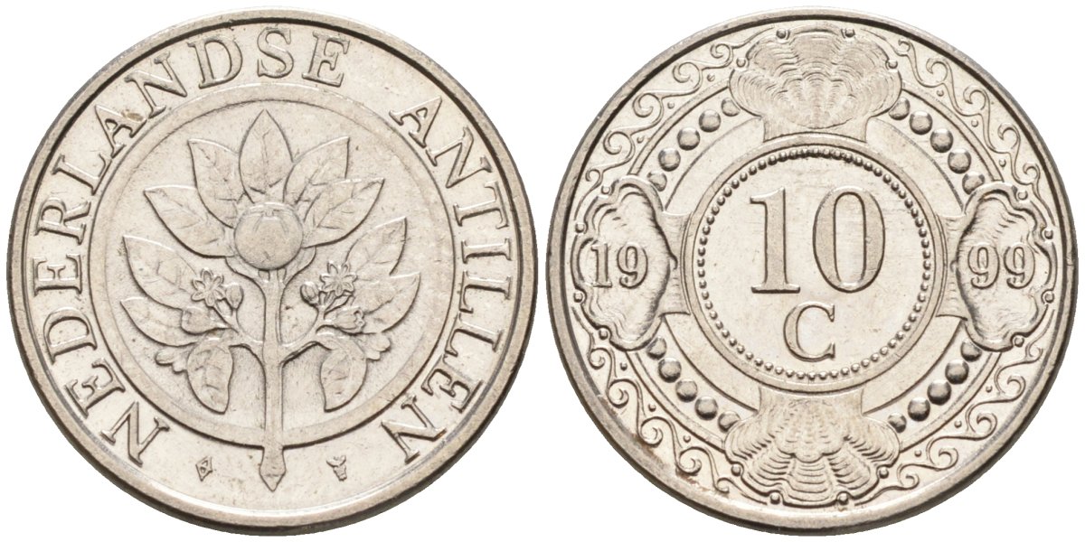 Нидерландские Антилы 10 центов 1999 Беатрикс (1980-2013) KM 34 никелированная сталь 4381-662