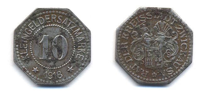 ЦВИККАУ 10 ПФЕННИГОВ 1918 НОТГЕЛЬД 29-243