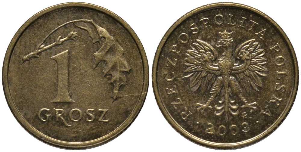 Польша 1 грош 2003 MW KM 276, Parchimowicz 701l латунь 4396-1227