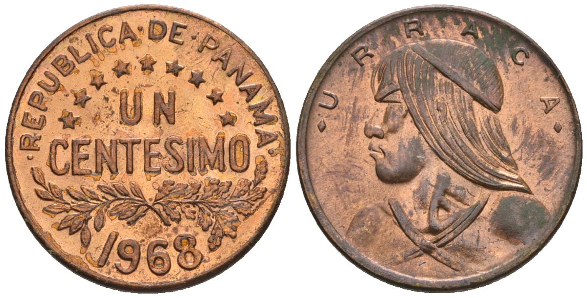 Панама 1 сентесимо 1968  KM 22 бронза  aUNC  4609-828