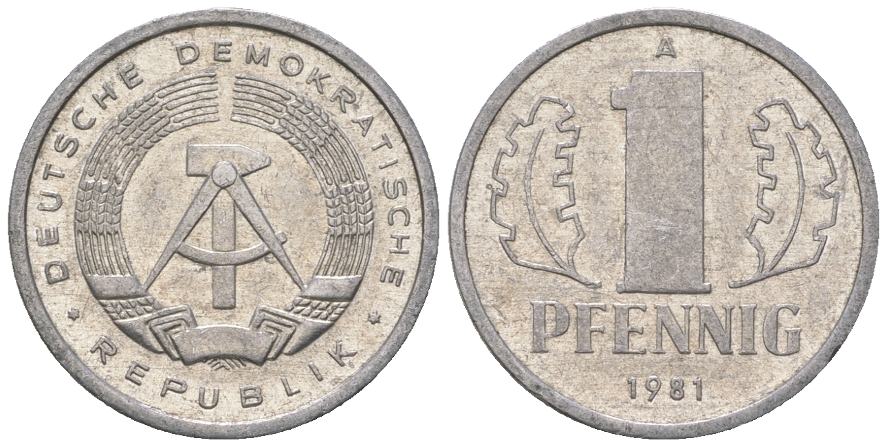 ГДР 1 пфенниг 1981 А KM 8.2 алюминий 4623-417