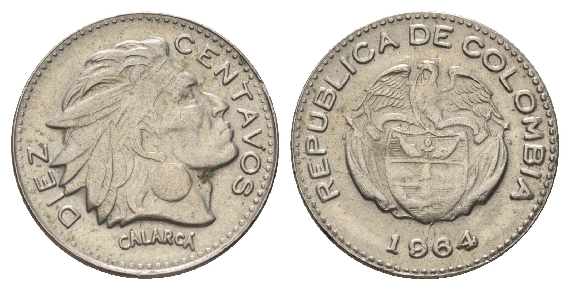 Колумбия 10 сентаво 1964 KM 212 медно-никель 4189-563
