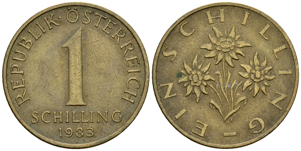 Австрия 1 шиллинг 1983 KM 2886 алюминиевая бронза 4167-1152