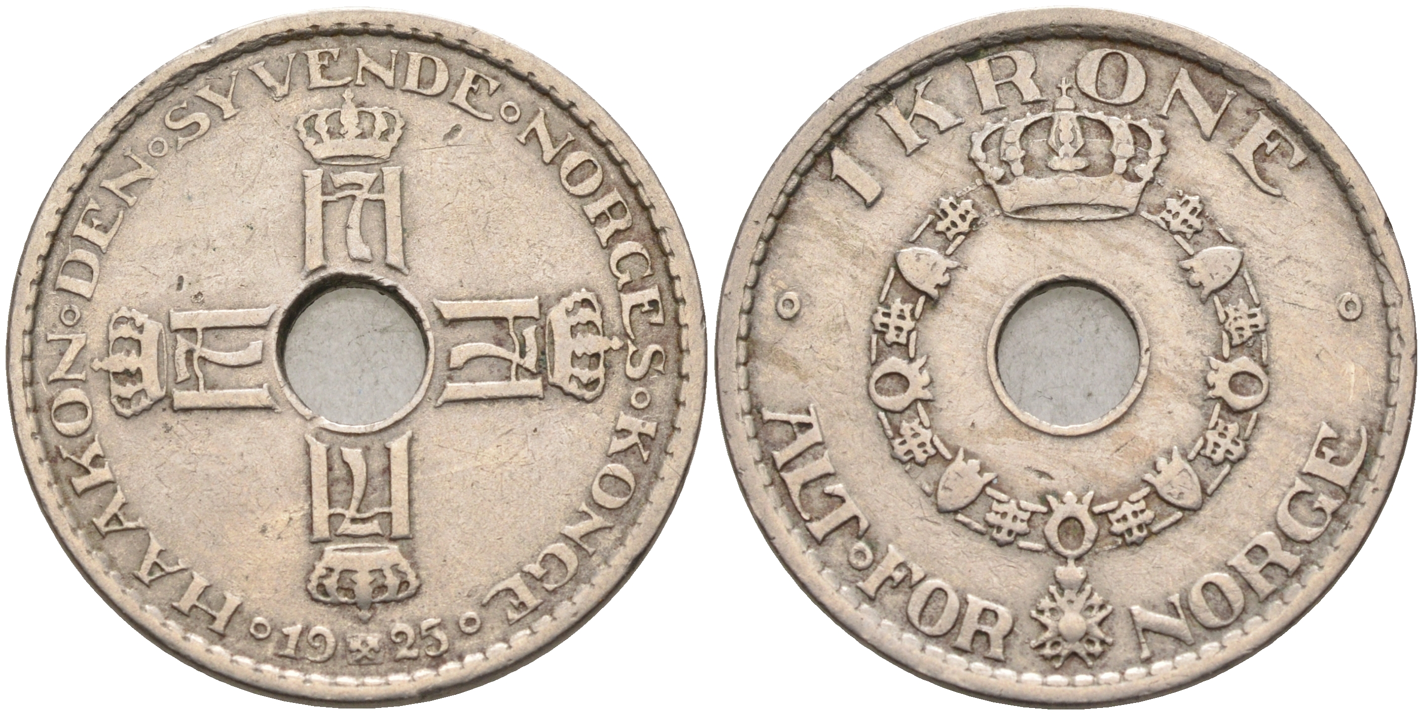 Норвегия 1 крона 1925 Хокон VII (1905-1957) KM 385 медно-никель    4595-1017