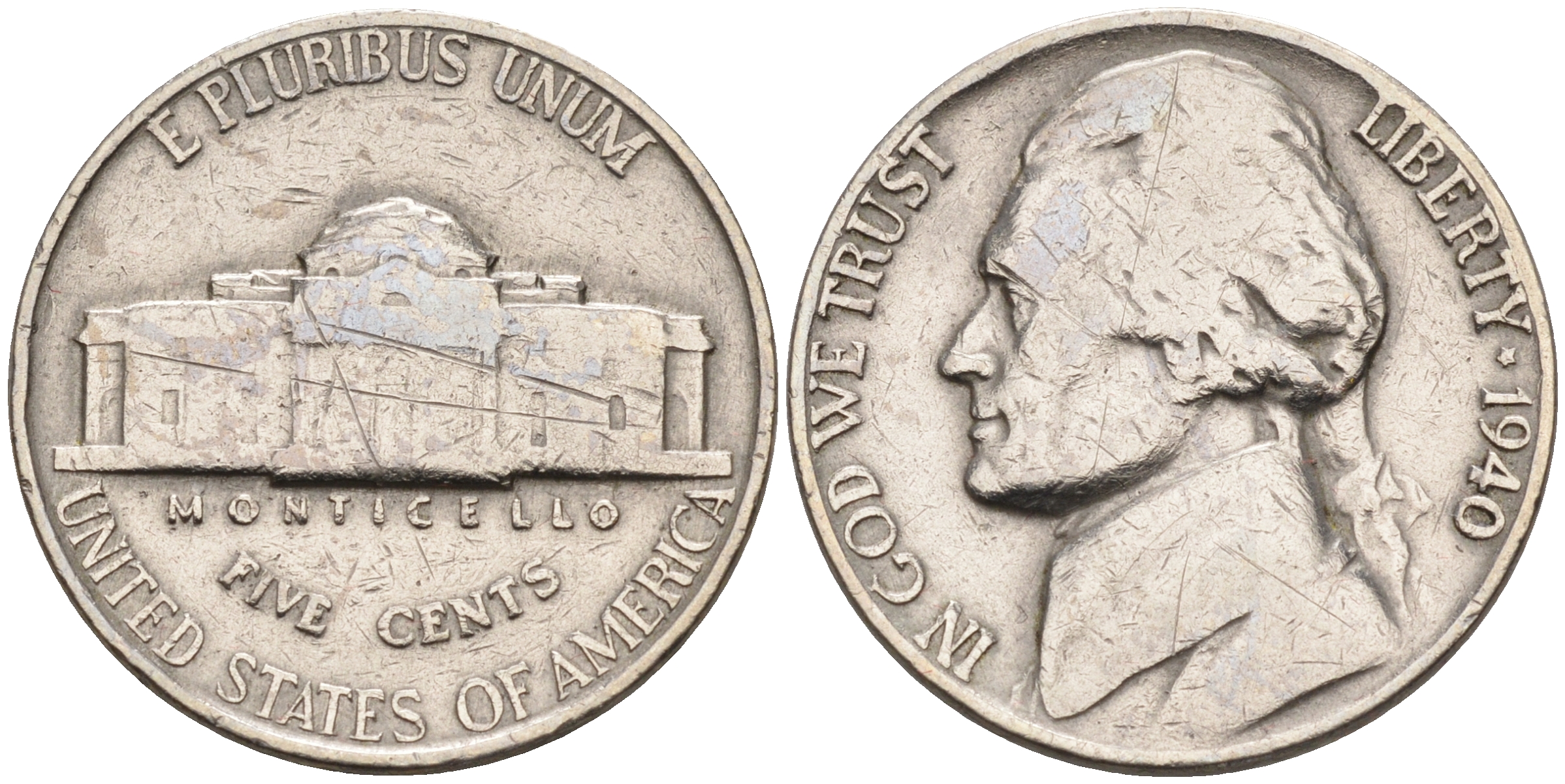 США 5 центов 1940 Джефферсон KM 192 медно-никель    4595-642