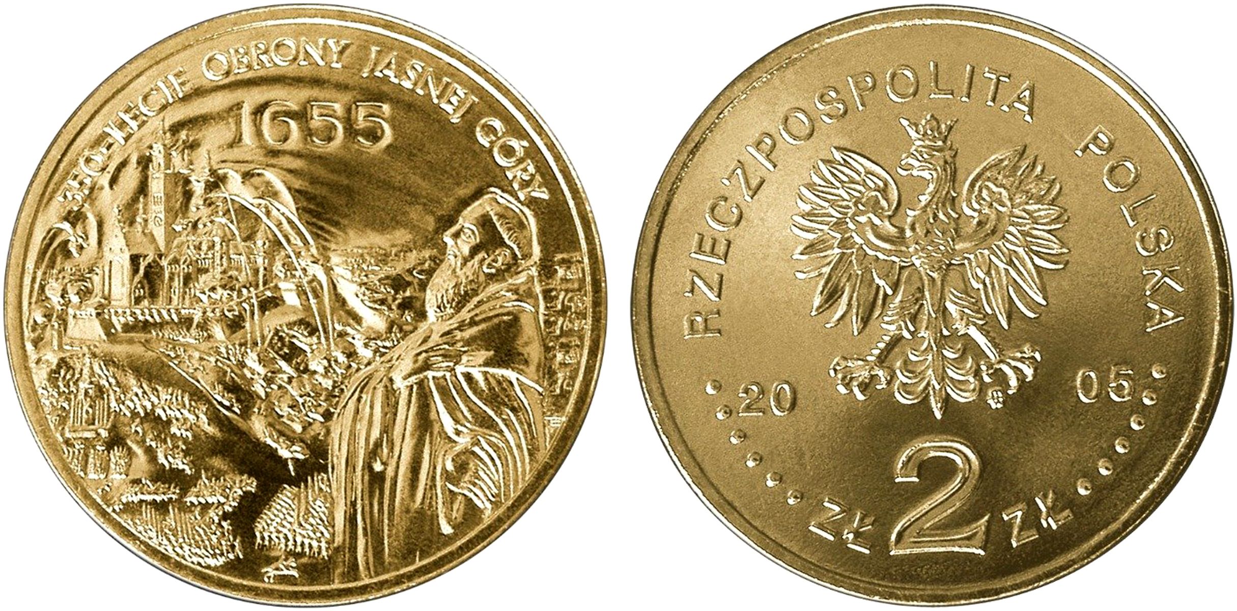 Польша 2 злотых 2005 MW, 350 лет обороны монастыря Ясна Гора в Ченстохове KM 524, Parchimowicz 955 нордик UNC 4676-217