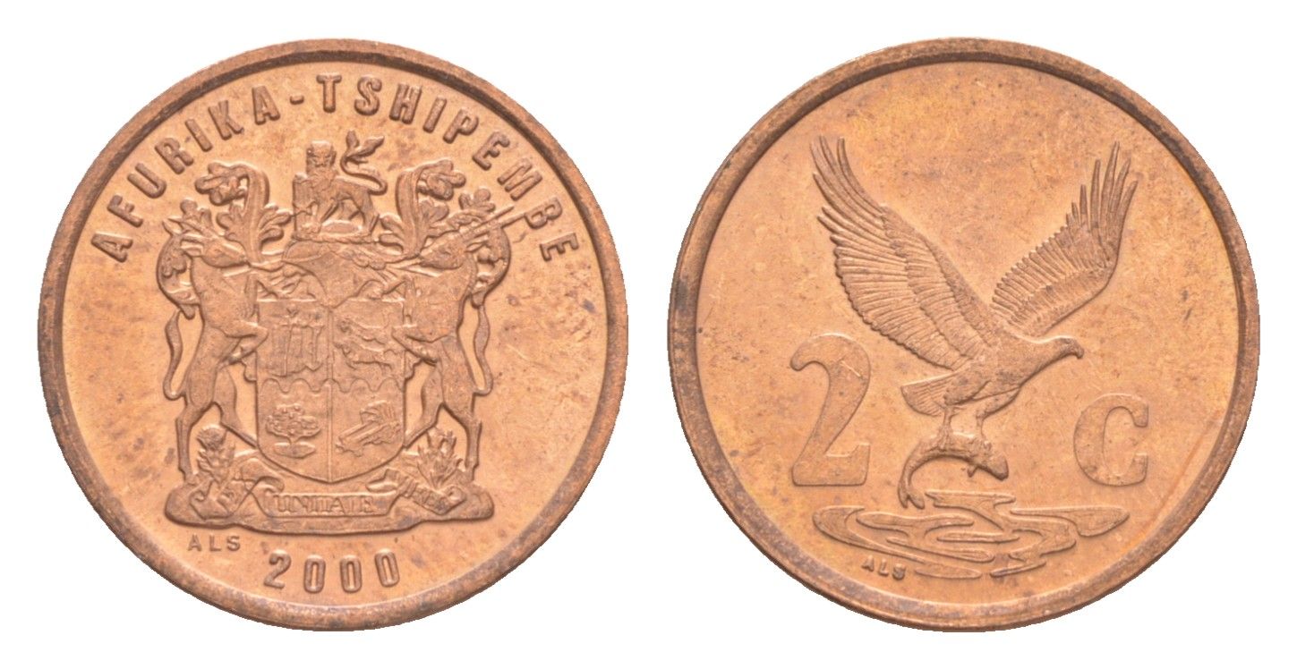 ЮАР 2 цента 2000 KM 159 сталь плакированная медью UNC 4621-236