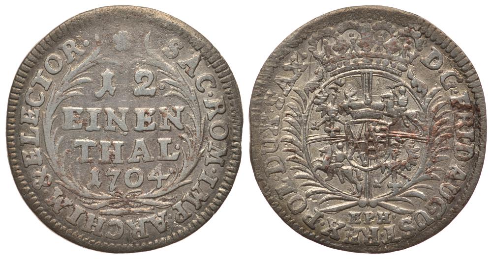Саксония 1/12 талера 1704 E.P.H. KM 683 серебро 413-6142