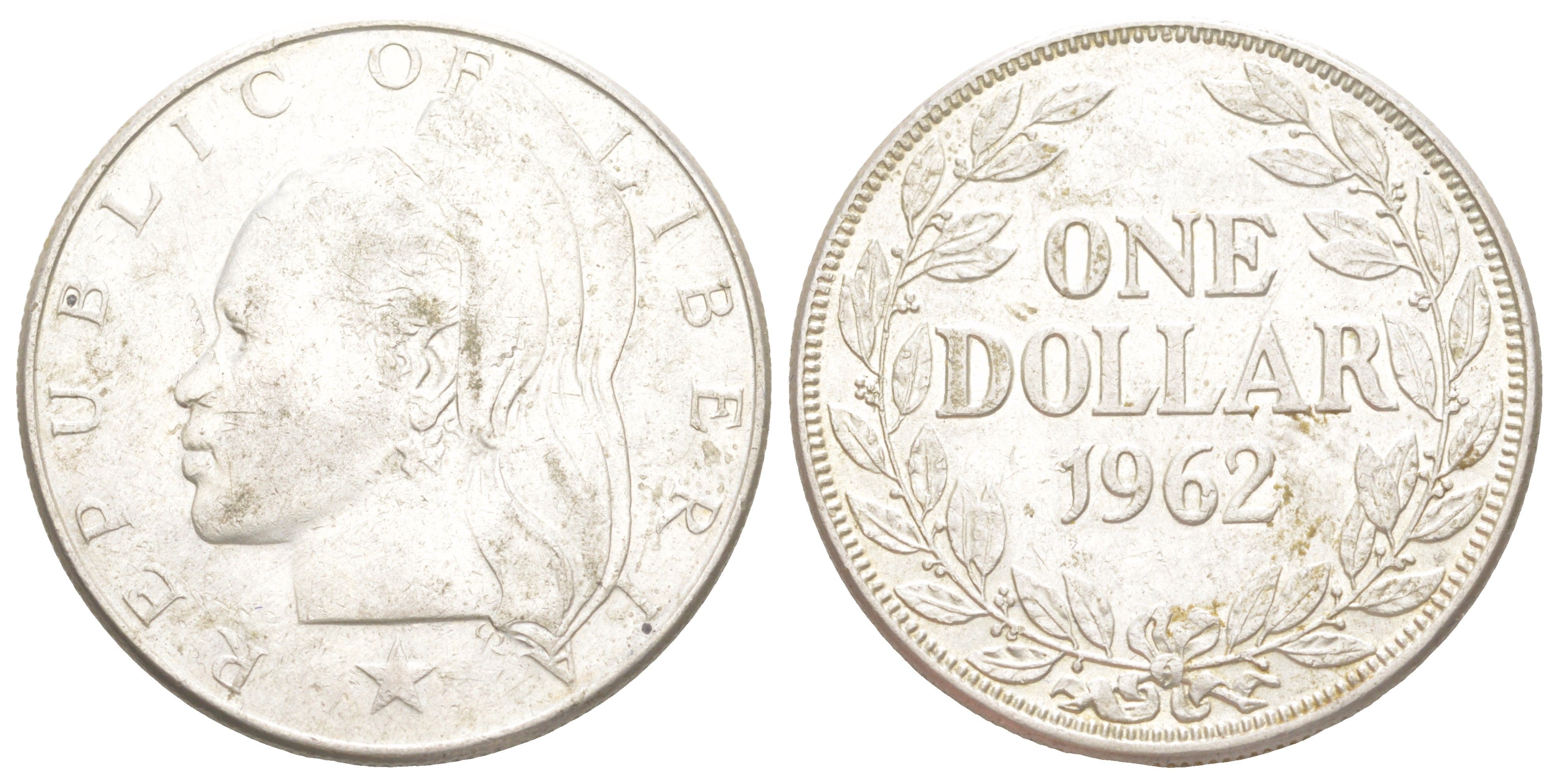 Либерия 1 доллар 1962 KM 18 серебро 441-844
