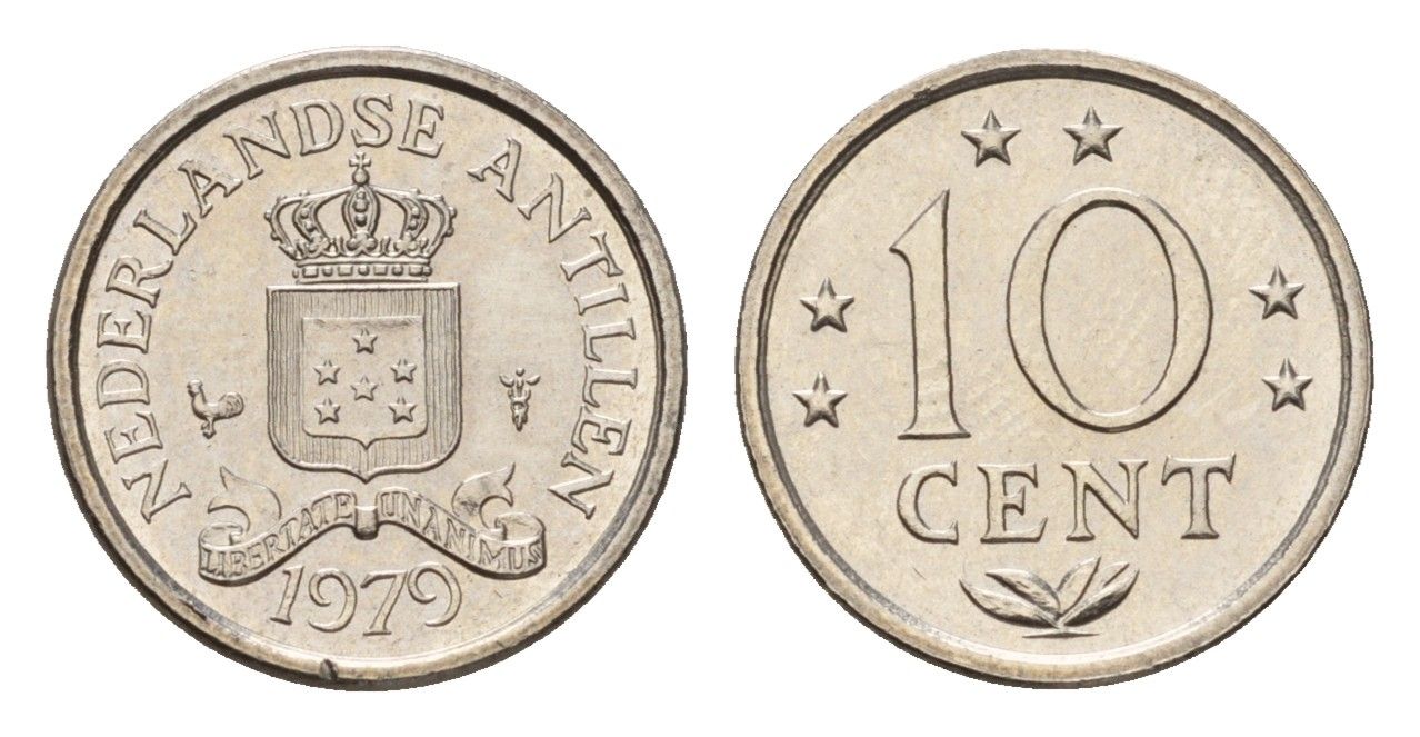 Нидерландские Антильские острова (Нидерландские Антилы) 10 центов 1979 Юлиана (1948-1980) KM 10 никель UNC 4588-737