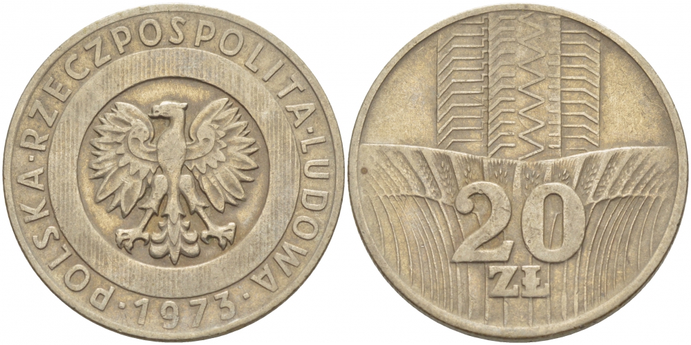 Польша 20 злотых 1973 монетный двор Кремница KM 67, Parchimowicz 245a медно-никель 4517-833
