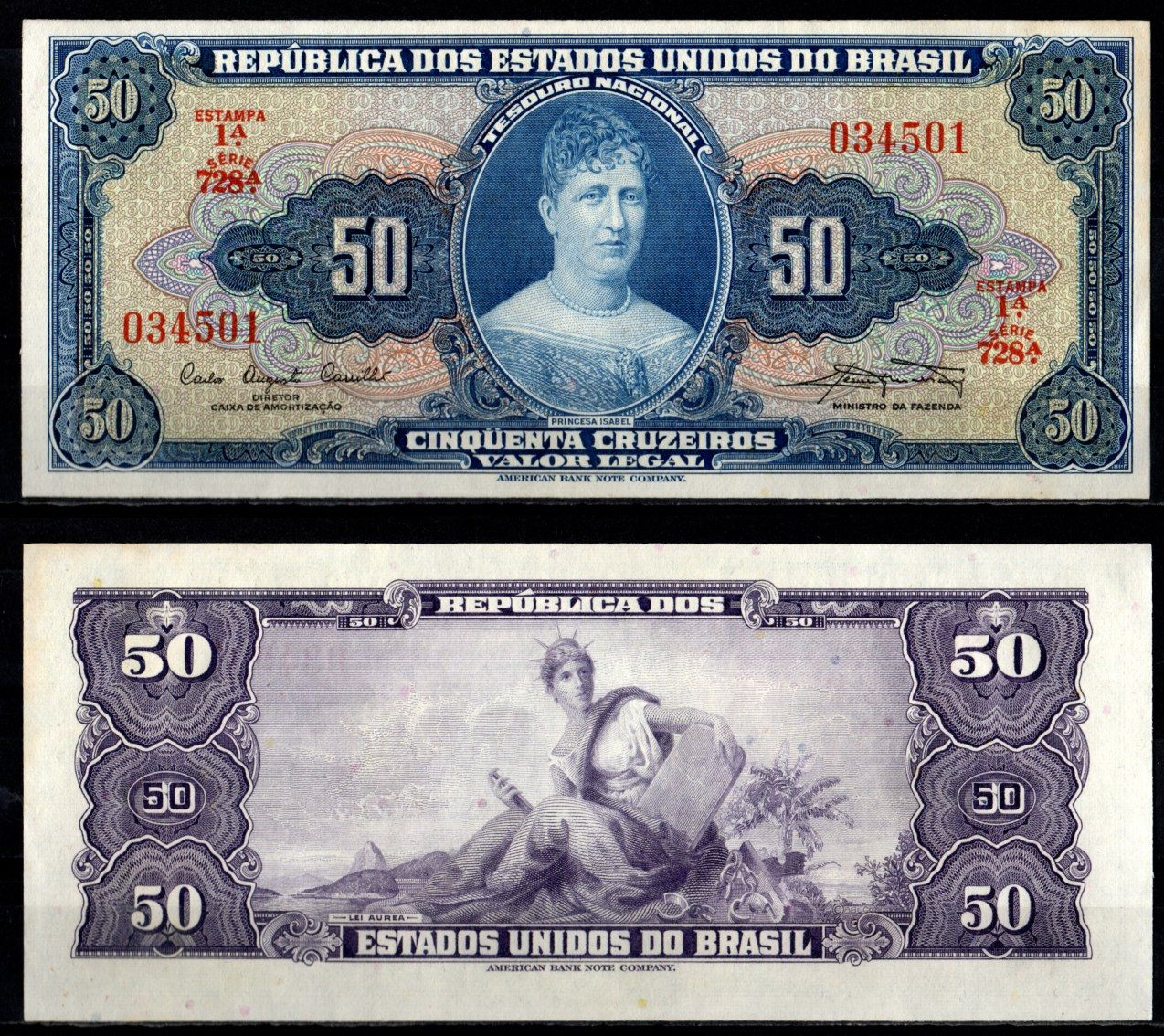 Бразилия 50 крузейро ND (1961) Pick 169 бумага UNC (пресс) 7191-48-2-1