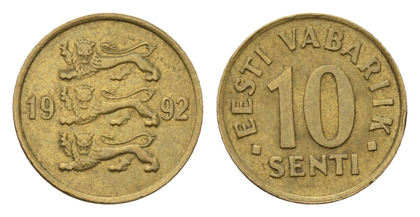 Эстония 10 сентов 1992 KM 22 латунь 4696-127
