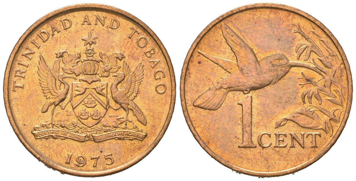 Тринидад и Тобаго 1 цент 1975 герб KM 25 бронза UNC 4621-123