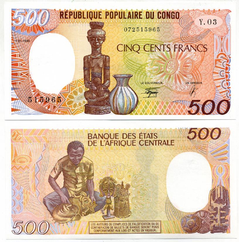 Конго 500 франков 1990 скульптура, резчик Pick 8 c бумага UNC (пресс) 448-61-3
