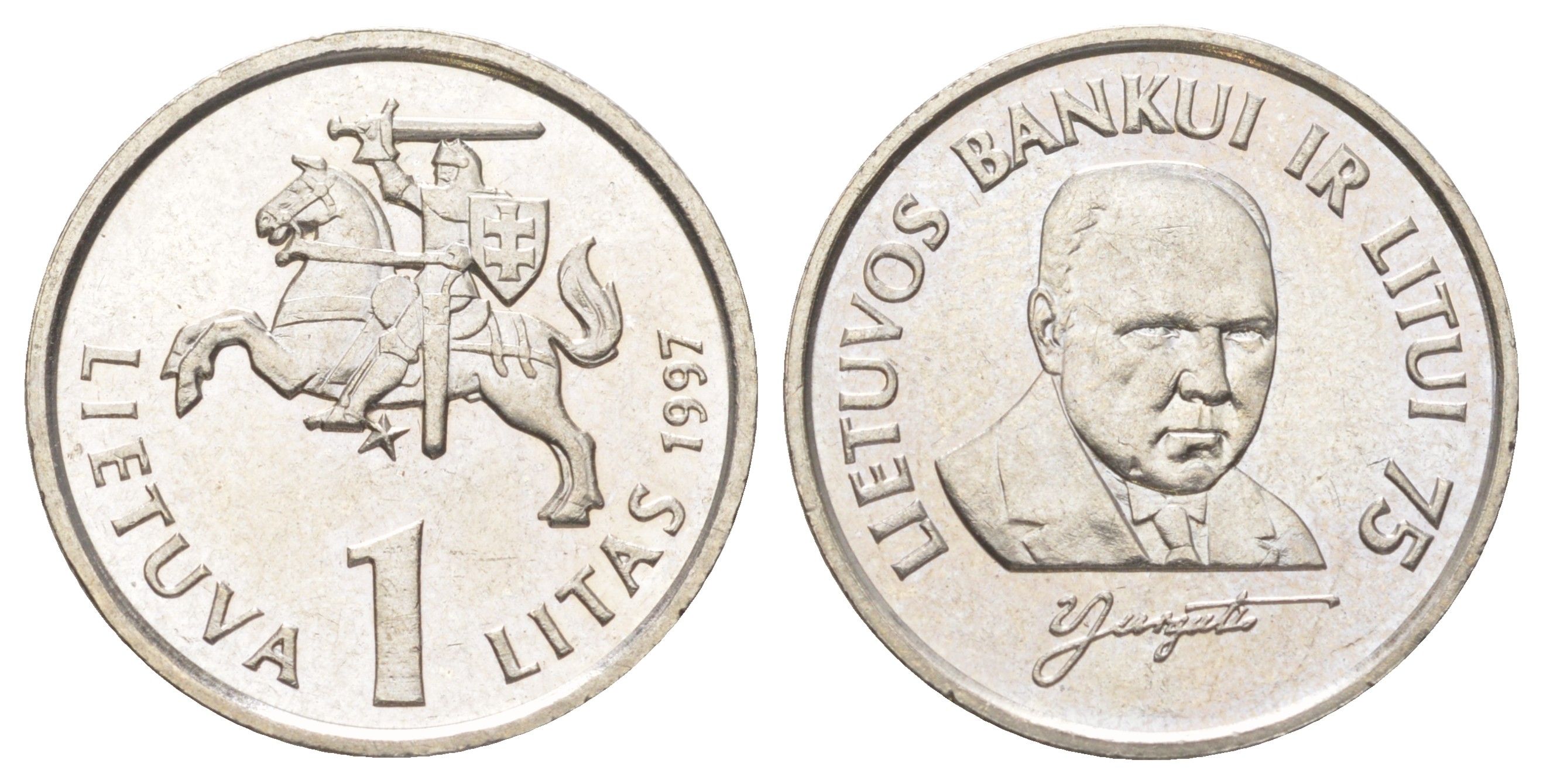 Литва 1 лит 1997 75 лет банку Литвы KM 109 медно-никель UNC 4612-1032
