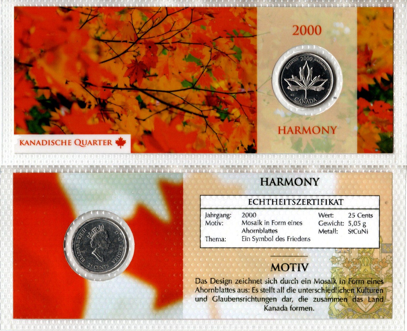 Канада 25 центов 2000 Миллениум - Гармония KM 377 сталь плакированная никелем UNC 8623-5-1
