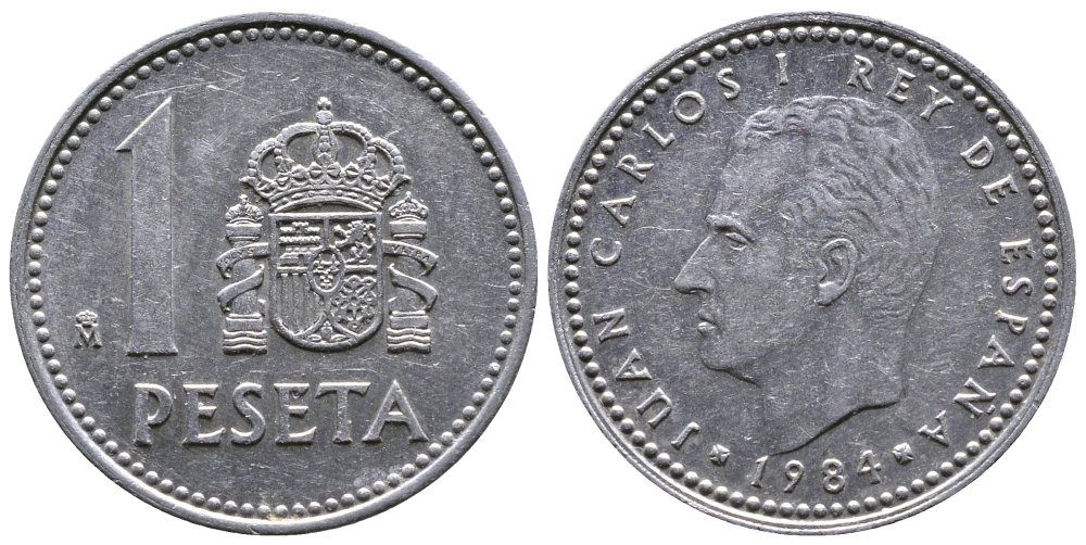 Испания 1 песета 1984 Хуан Карлос I (1975-2014) KM 821 алюминий 4110-1441