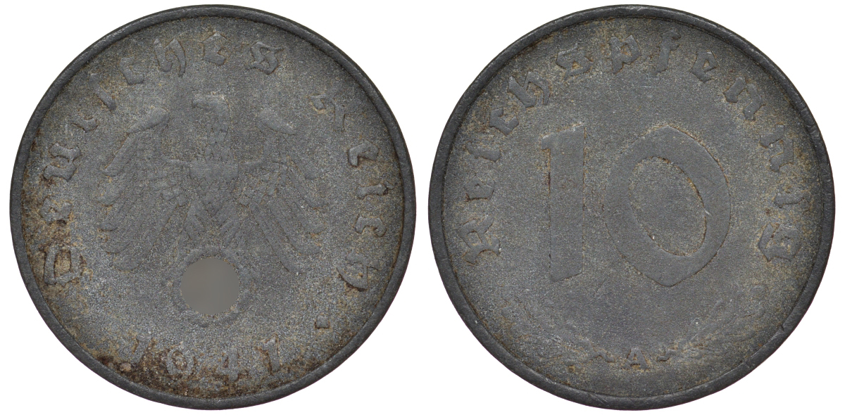 Германия 10 рейхспфеннигов 1941 a KM 101, J 371 цинк 25-1726