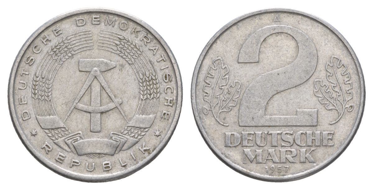ГДР 2 марки 1957 KM 14 алюминий 4629-847